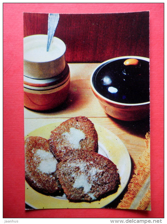 potato pancakes - recipes - Latvian dishes - 1971 - Russia USSR - unused - JH Postcards
