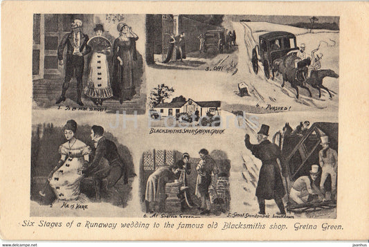 Blacksmiths Shop Gretna Green - Runaway Wedding - 3033 - old postcard - Scotland - United Kingdom - unused - JH Postcards