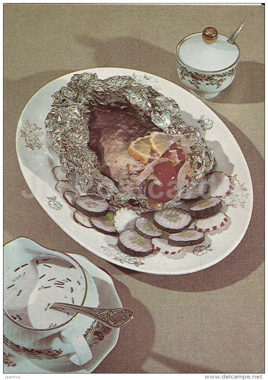 Foil-baked fish fillets - Fish Dishes - food - recepies - 1986 - Estonia USSR - unused - JH Postcards