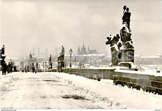 Praha - Prague - Vanocni Pozdrav z Prahy - Christmas Greetings from Prague bridge Czech Republic - Czechoslovakia - used - JH Postcards