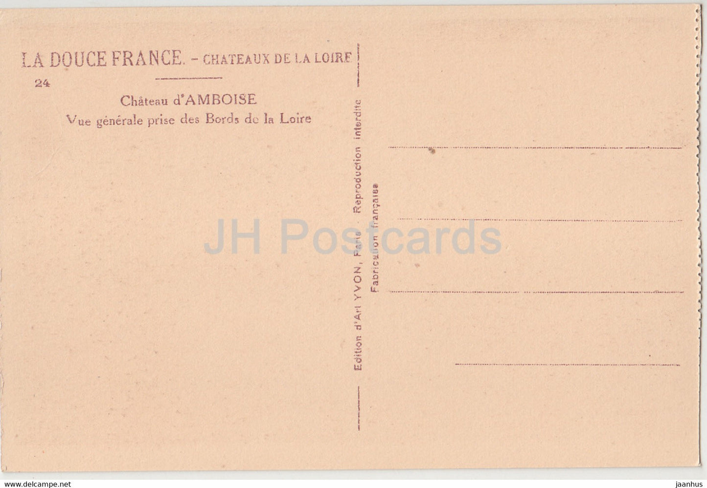 Chateau d'Amboise - Vue Generale prise des Bords de la Loire - 24 - Schloss - alte Postkarte - Frankreich - unbenutzt