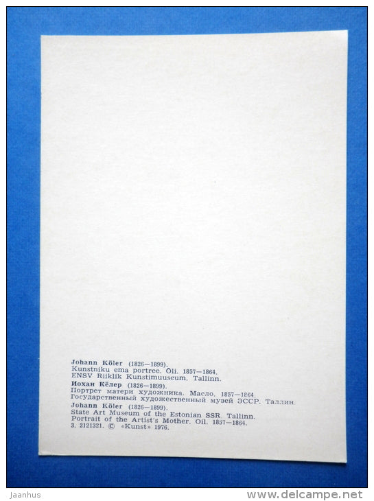 painting by J. Köler - Portret of the Artists Mother , 1857-1864 - estonian art - unused - JH Postcards