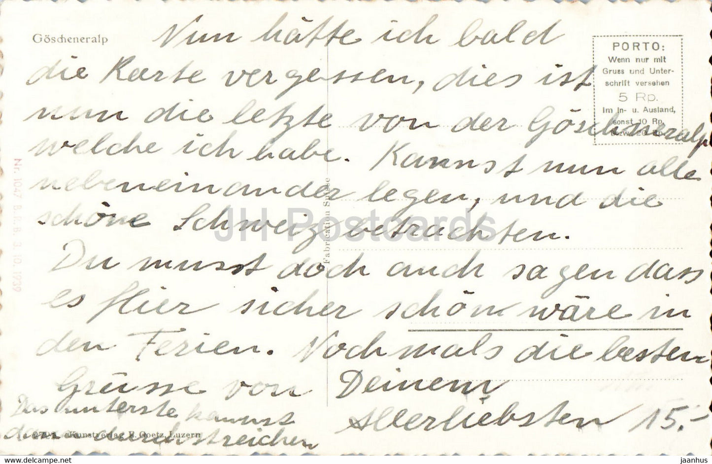 Goscheneralp - 2 - carte postale ancienne - Suisse - utilisé