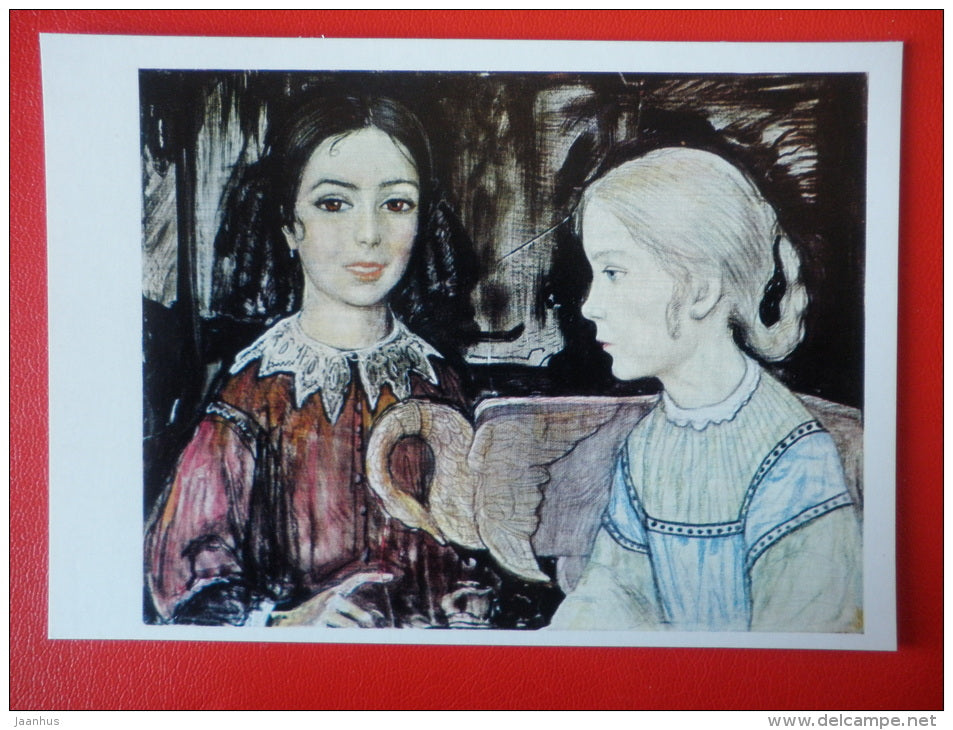 illustration by I. Glazunov . Katya - Novel by F. Dostoyevsky Netochka Nezvanova - 1971 - Russia USSR - unused - JH Postcards