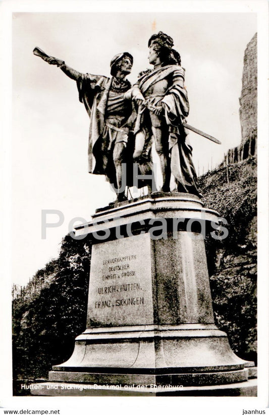 Hutten und Sickingen Denkmal auf der Ebernburg - old postcard - Germany - unused - JH Postcards