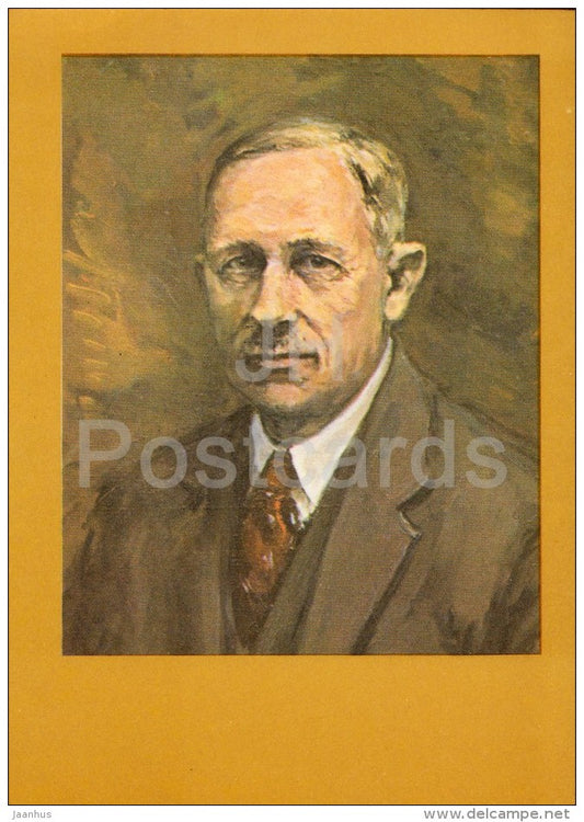 portrait of A. H. Tammsaare by G. Raud - Estonian writer A. H. Tammsaare - 1977 - Estonia USSR - unused - JH Postcards