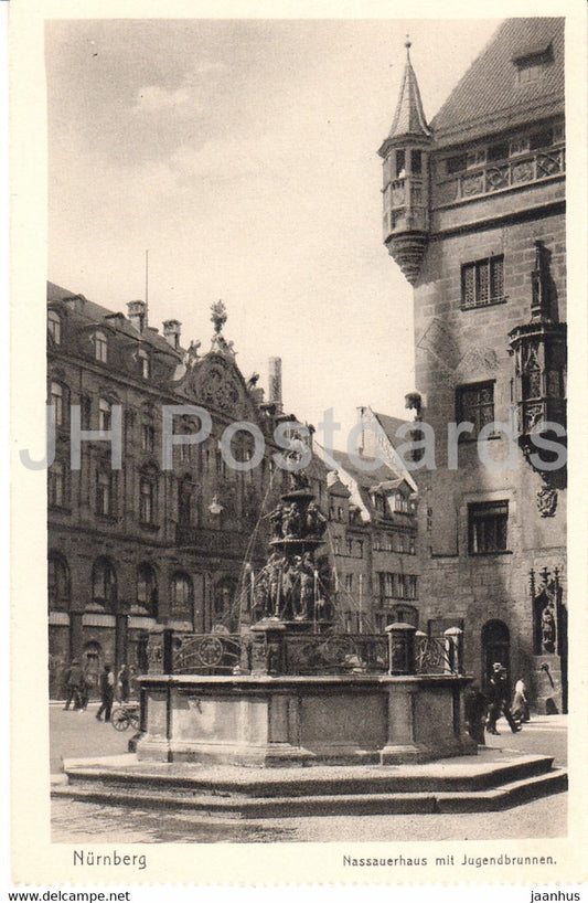 Nurnberg - Nassauerhaus mit Jugendbrunnen - 25 - old postcard - Germany - unused - JH Postcards