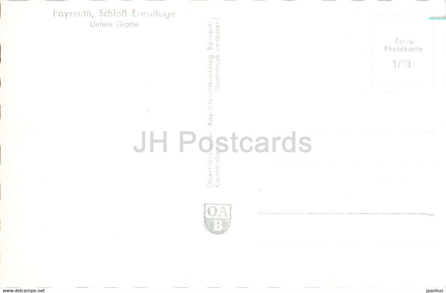 Bayreuth - Schloss Eremitage - Untere Grotte - castle - old postcard - Germany - unused