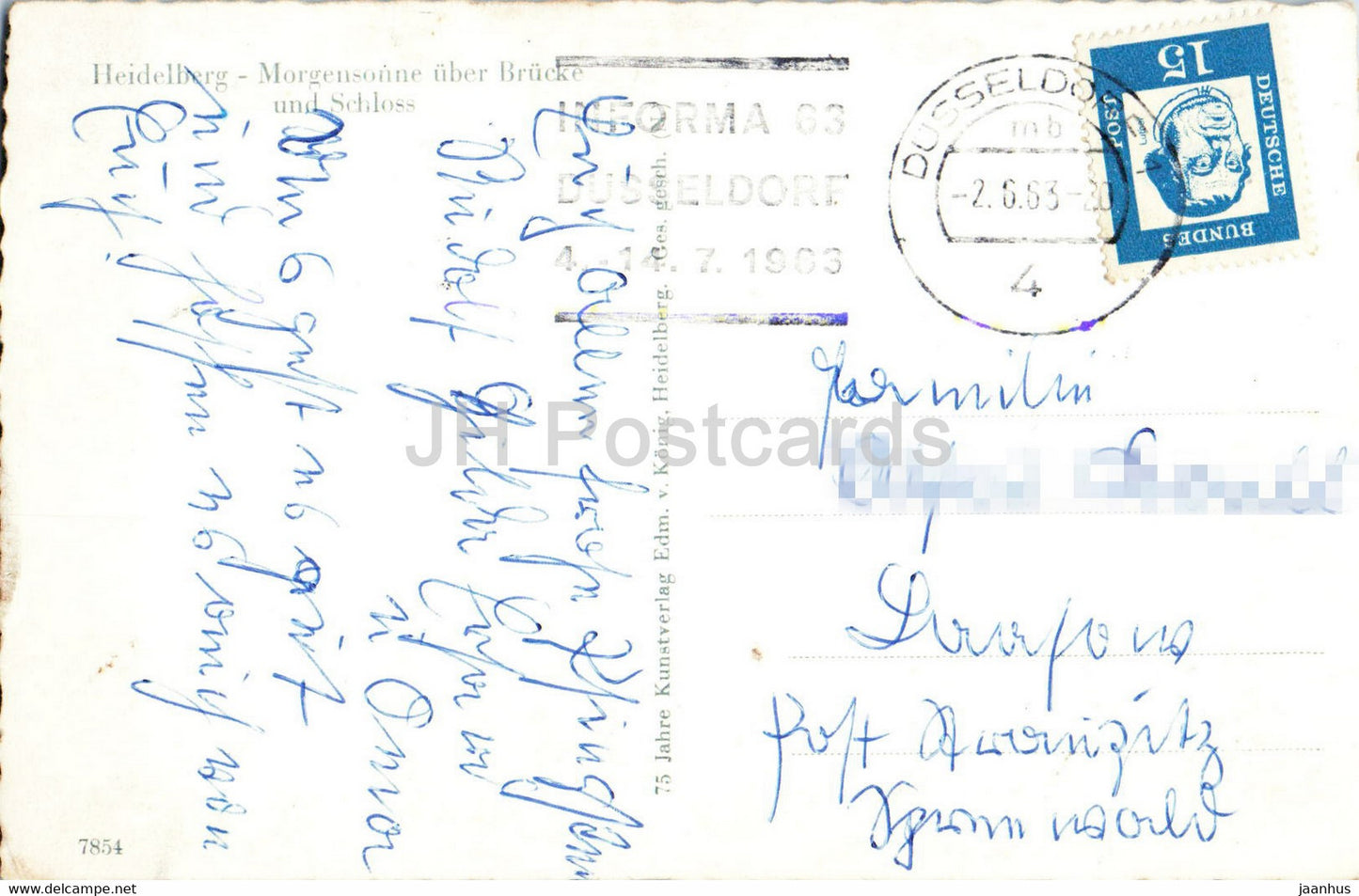Heidelberg - Morgensonne über Brücke und Schloss - Schloss - alte Postkarte - 1963 - Deutschland - gebraucht