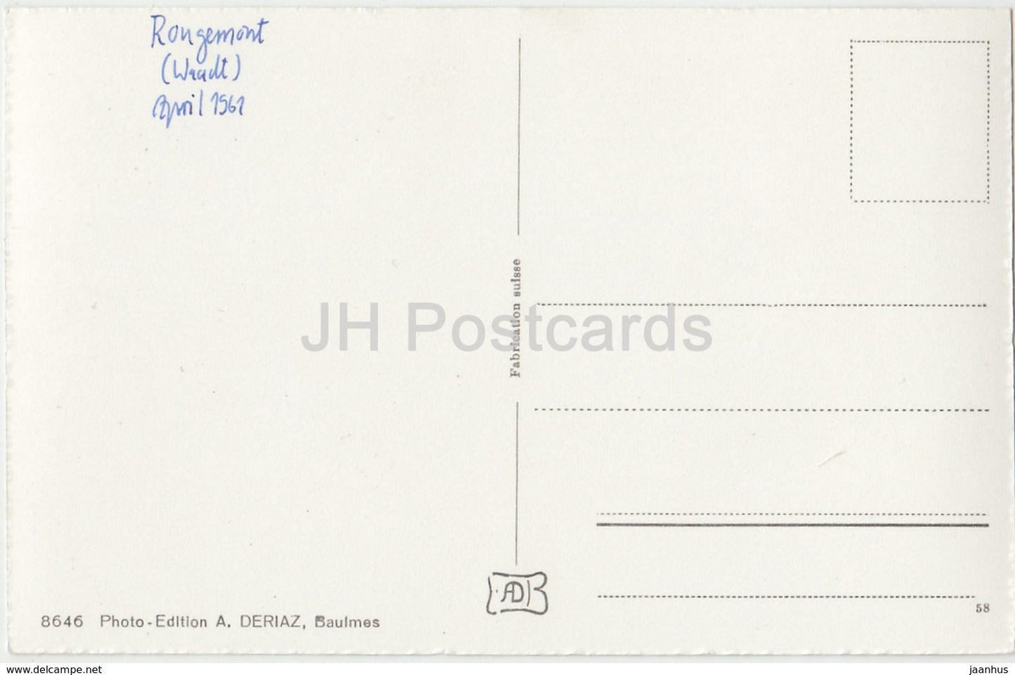 Rougemont et le Rodomont - 8646 - Switzerland - 1961 - used