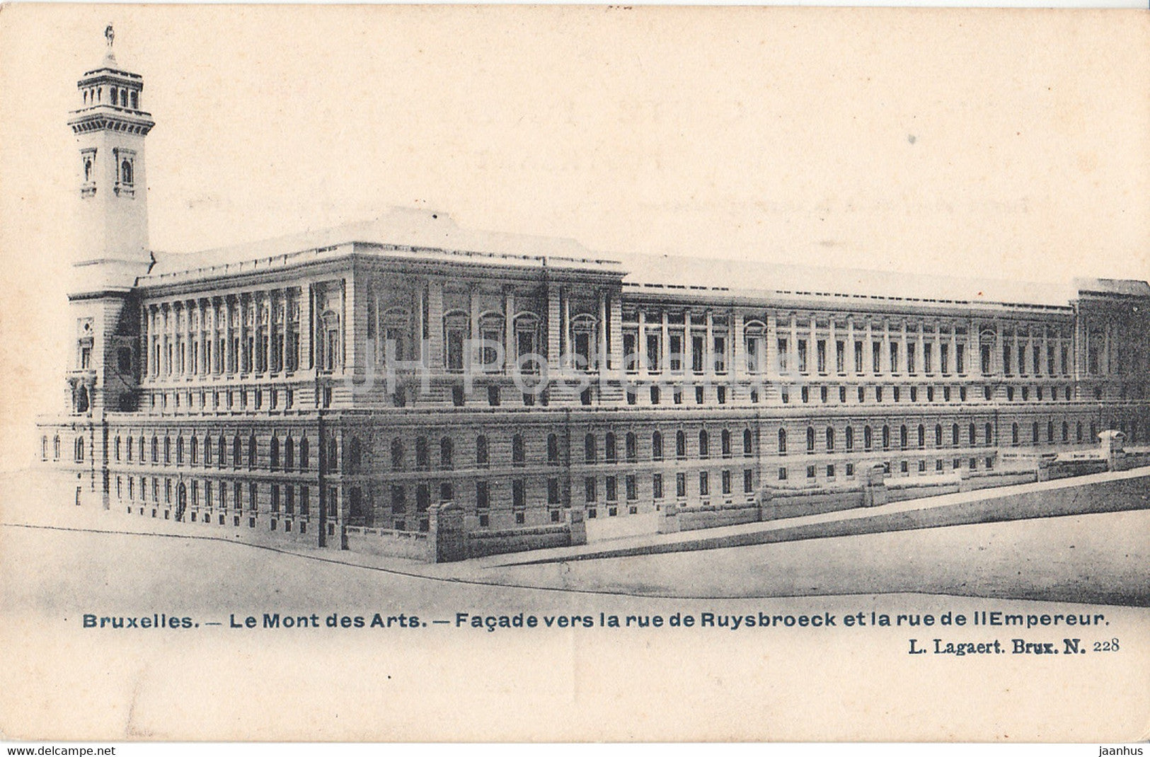 Bruxelles - Brussels - Le Mont des Arts - Facade vers la rue de Ruysbroeck - 228 - old postcard - Belgium - used - JH Postcards