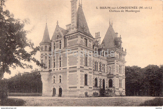 Brain Sur Longuenee - Chateau de Montergon - castle - 5 - old postcard - France - unused - JH Postcards