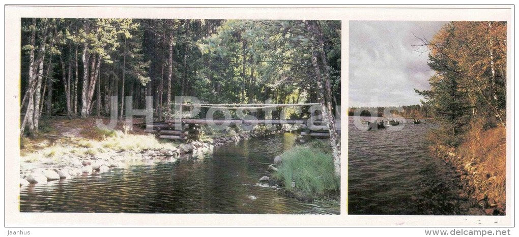 bridge over canal - lake - Solovetsky Nature and Architectural Preserve - 1986 - Russia USSR - unused - JH Postcards