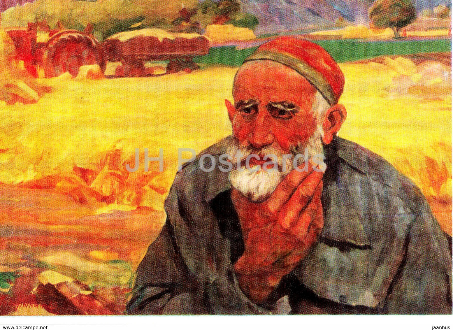 painting by V. Boborykin - Pamir grain grower - Along the Pamir roads - Russian art - 1974 - Russia USSR - unused - JH Postcards