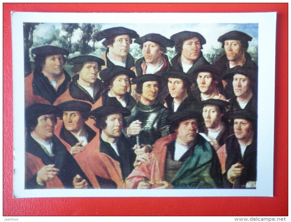 painting by Dirck Jacobsz . Group Portrait of the Shooting Company of Amsterdam - flemish art - unused - JH Postcards