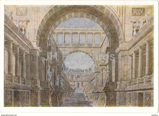 curtain sketch by Pietro Gonzaga - Italian art - 1963 - Russia USSR - unused - JH Postcards