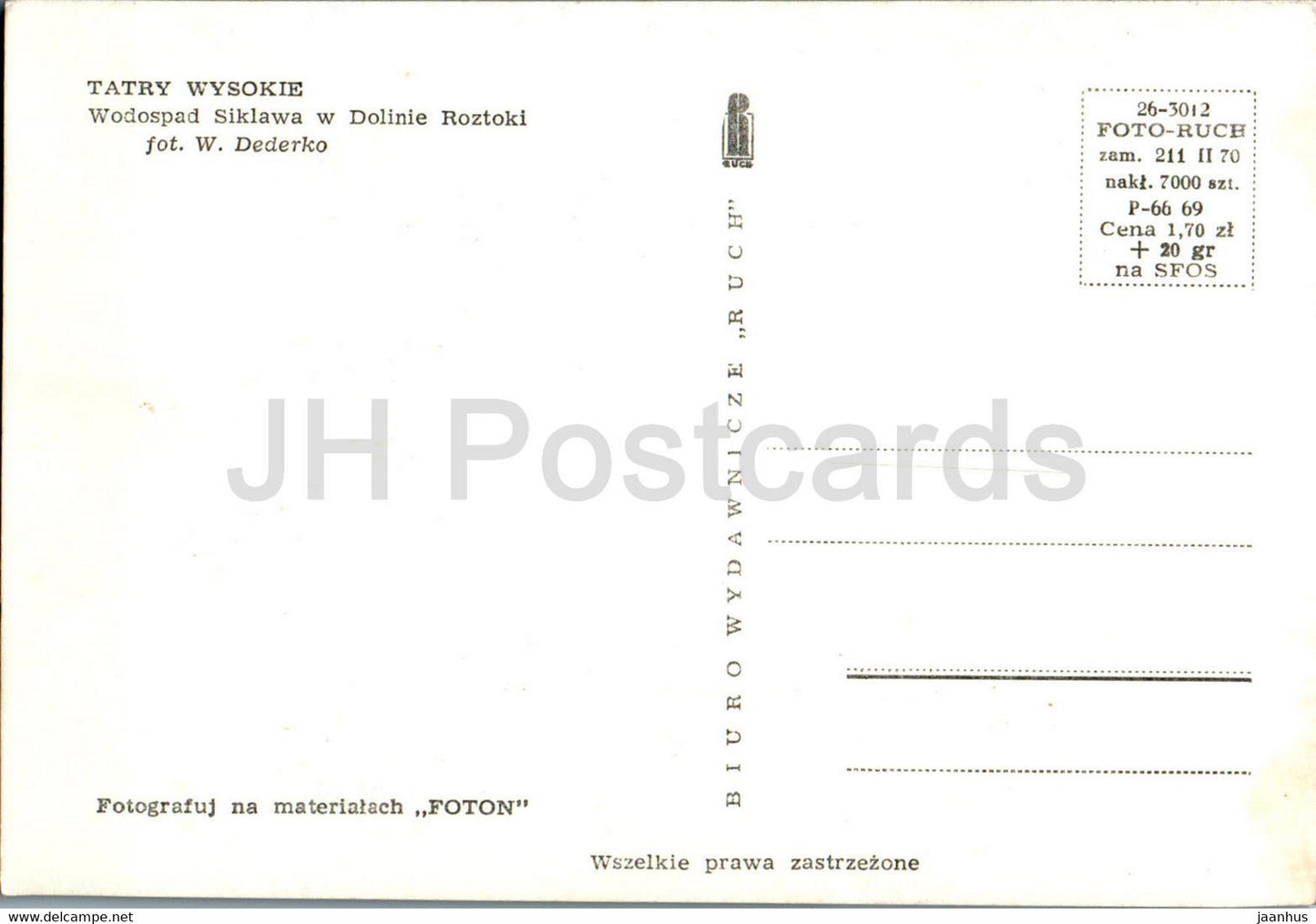Tatry Wysokie - High Tatras - Wodospad Siklawa w Doline Roztoki - waterfall - Poland - unused