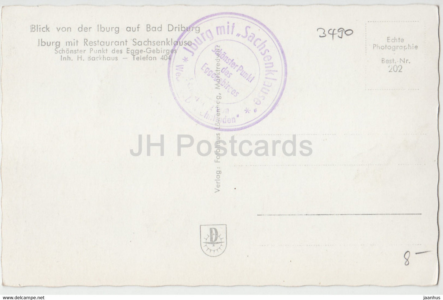 Blick von der Iburg auf Bad Driburg - Restaurant Sachsenklause - Deutschland - unbenutzt