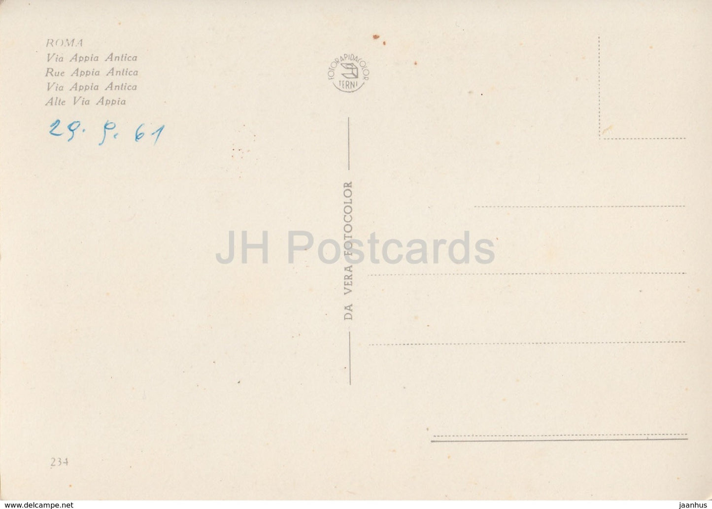 Roma - Rome - Via Appia Antica - Italy - 1961 - used