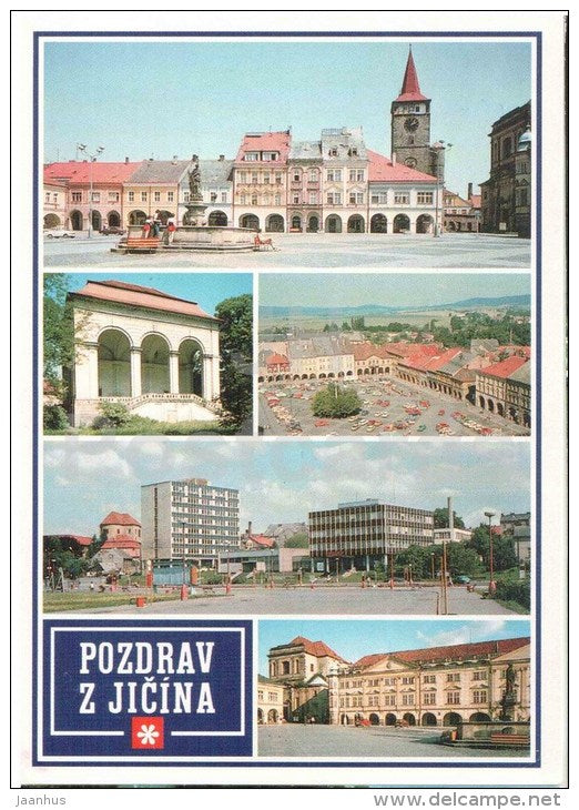 Jicin - square - town views - architecture - Czechoslovakia - Czech - unused - JH Postcards