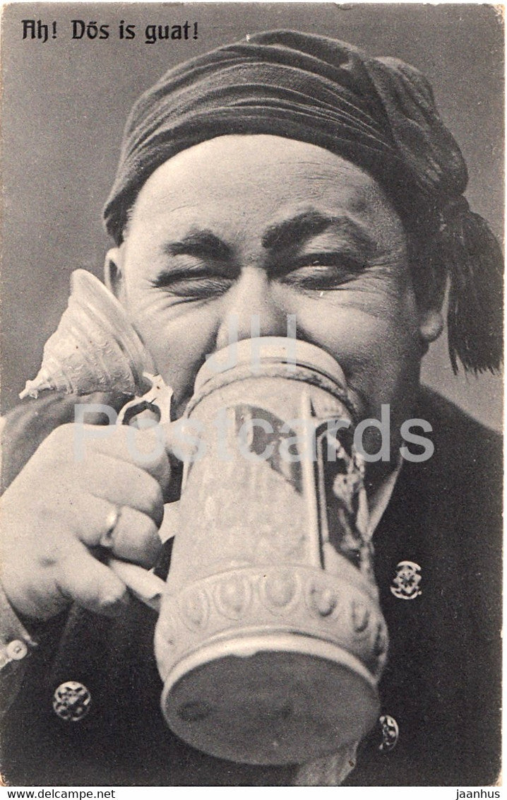 Ah Dos is guat - drinking beer - F Sch N - 99 - old postcard - 1910 - used - JH Postcards