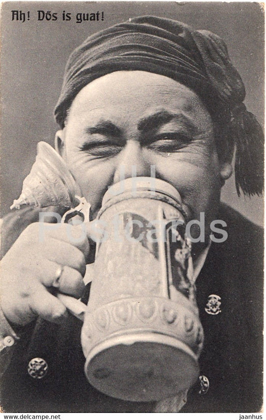 Ah Dos is guat - drinking beer - F Sch N - 99 - old postcard - 1910 - used - JH Postcards