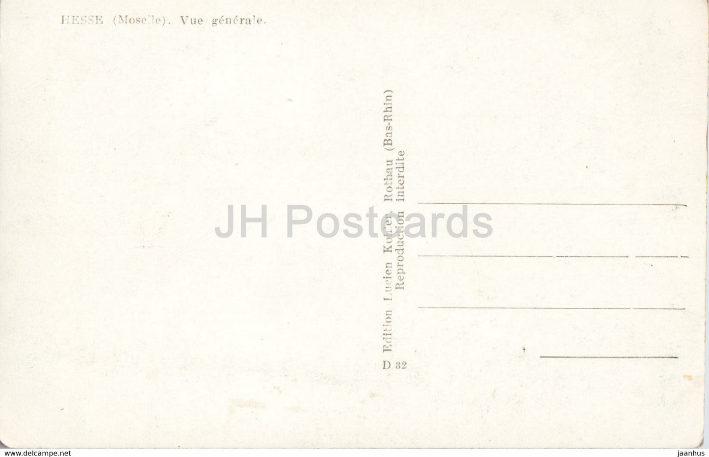 Hesse - Vue Generale - old postcard - France - unused