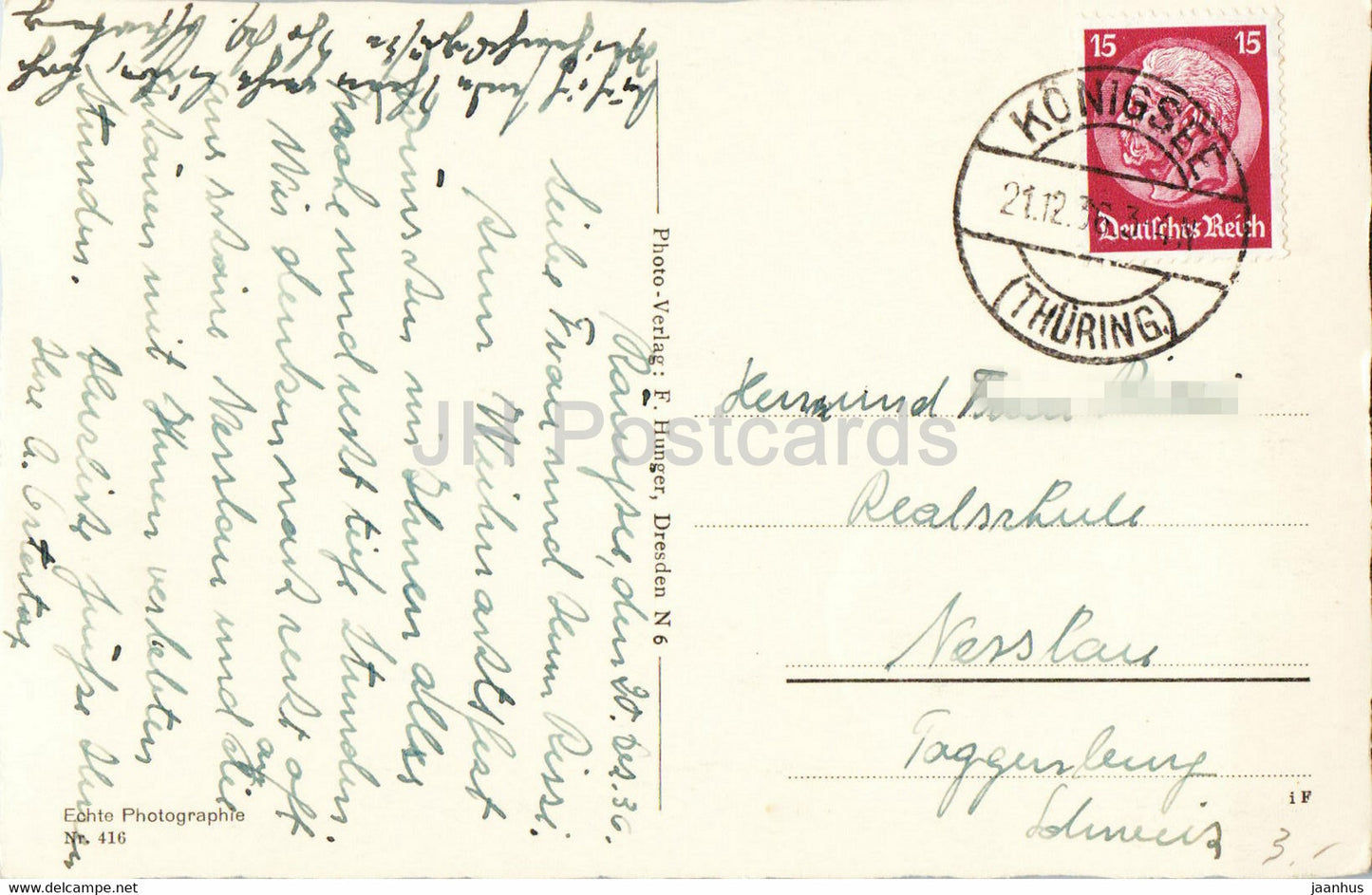 Jugendburg Hohnstein - Sachs Schweiz - alte Postkarte - 1936 - Deutschland - gebraucht