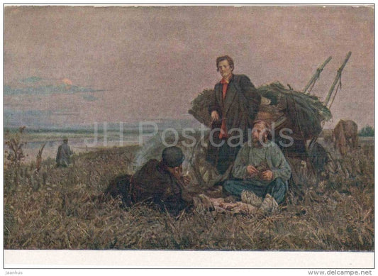 painting by G. Goncharov - Koltsov In the Don steppes - men - russian art - unused - JH Postcards