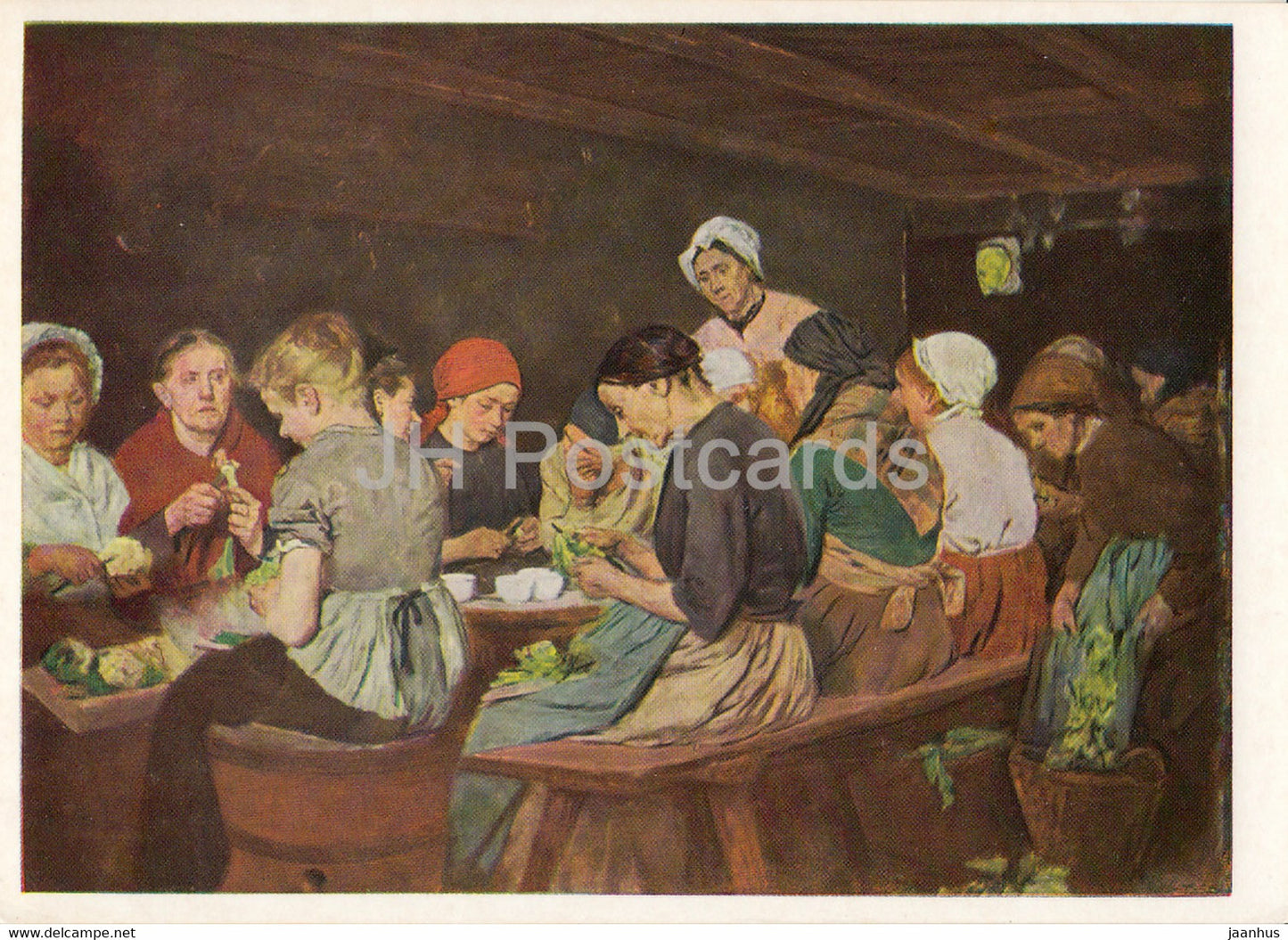 painting by Max Liebermann - Konservenmacherinnen - In the Preserve Factory - 938 -German art - Germany DDR - unused - JH Postcards