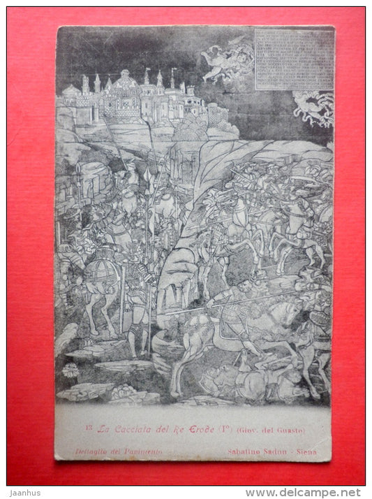 painting by Giovanni del Guasto . La Cacciata del Re Erode - 13 - italian art - unused - JH Postcards