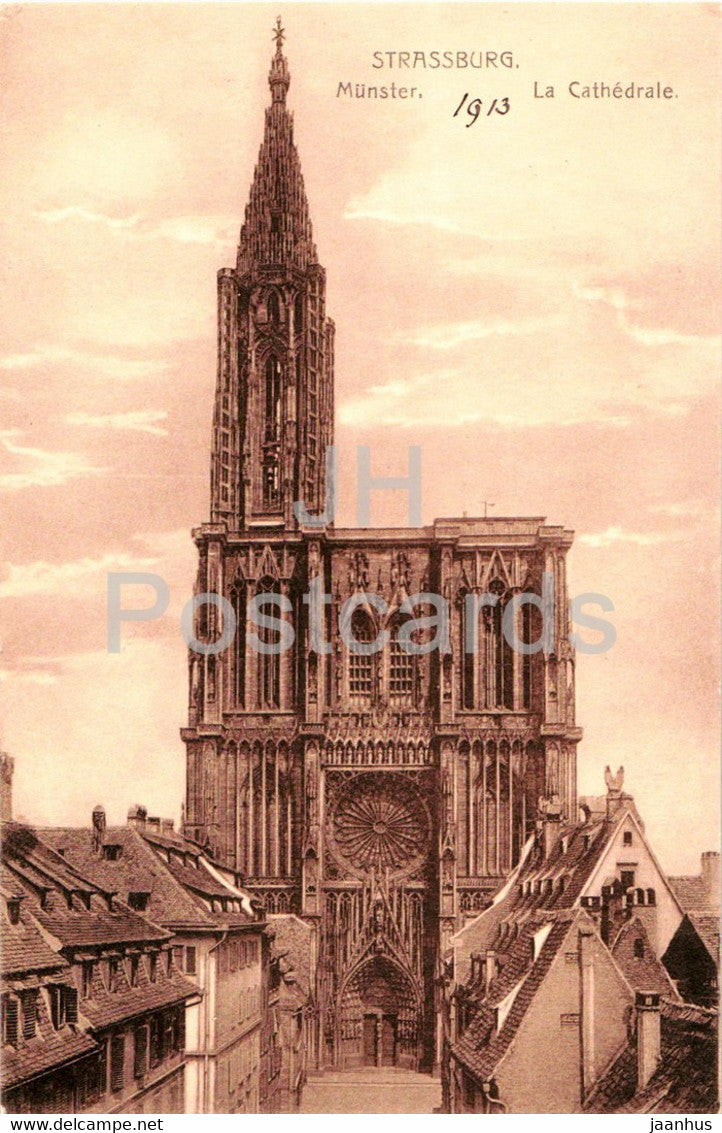 Strasbourg - Strassburg - Munster - La Catedrale - cathedral - old postcard - France - unused - JH Postcards