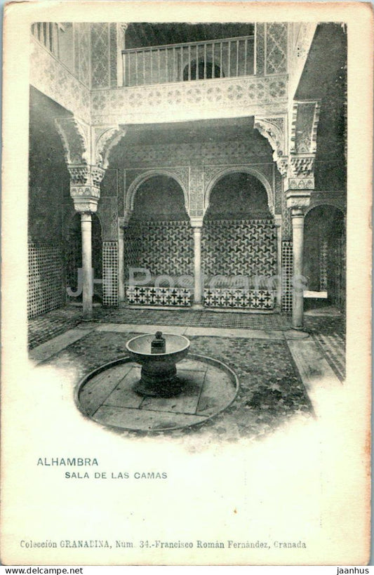 Alhambra - Sala de las Camas - old postcard - 1913 - Spain - unused - JH Postcards