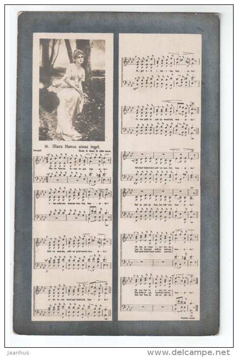 Estonian Song - Muru Hansu Ainus Ingel - old postcard - Estonia - unused - JH Postcards
