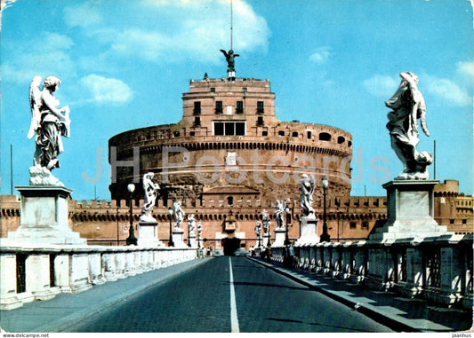 Roma - Rome - Ponte e Castel S Angelo - Bridge and Castle of St Angel - ancient world - 214 - 1965 - Italy - used - JH Postcards