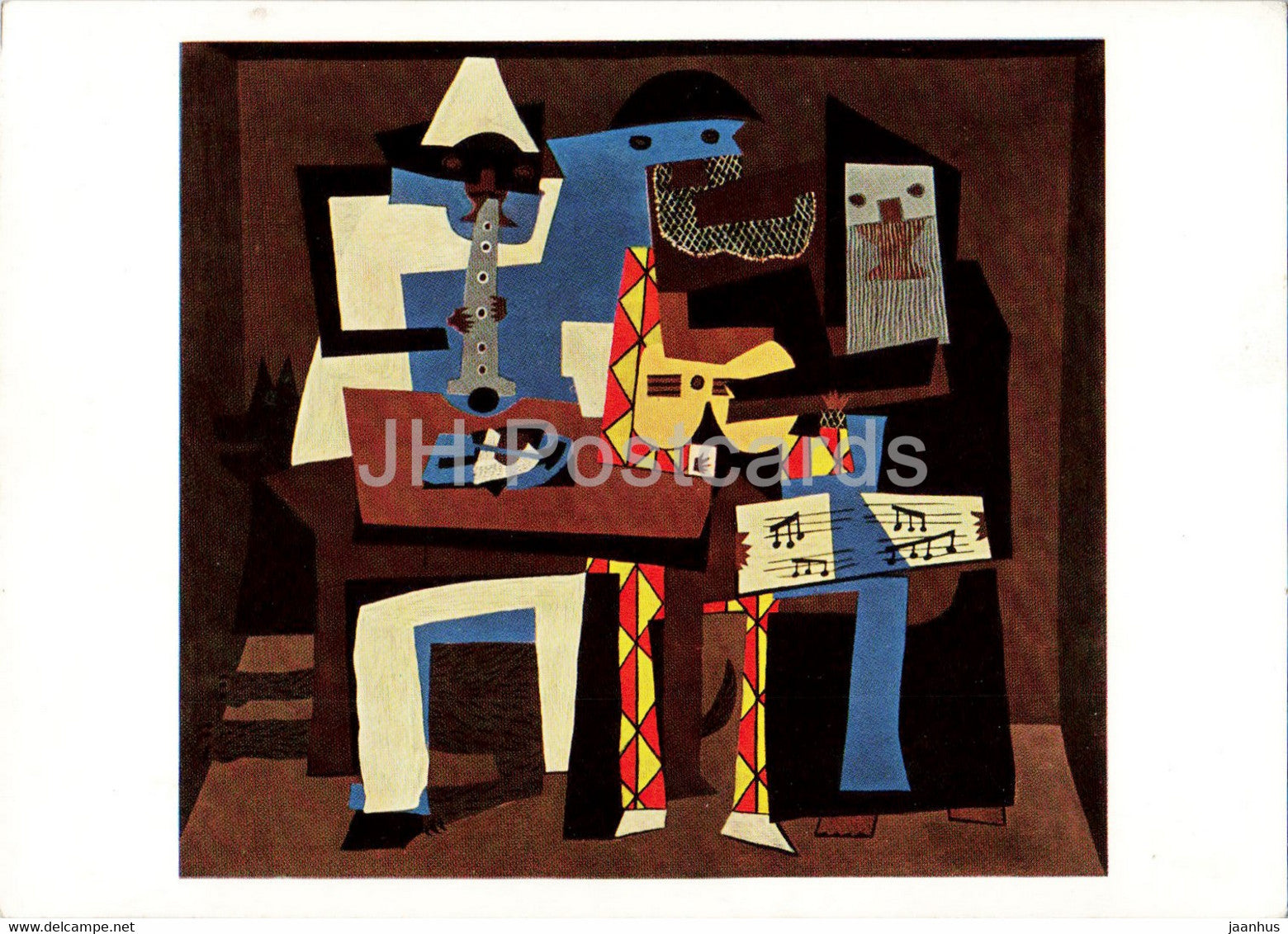 painting by Pablo Picasso - Drei Musikanten - Three Musicians - Spanish art - Germany - unused - JH Postcards