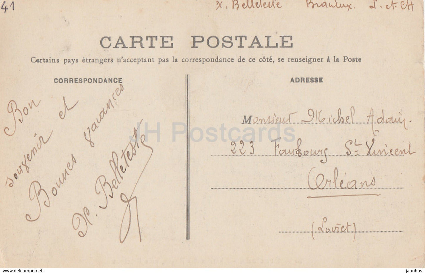 Bracieux - Chateau des Hayes - pres Bracieux - castle - 15 - old postcard - France - used