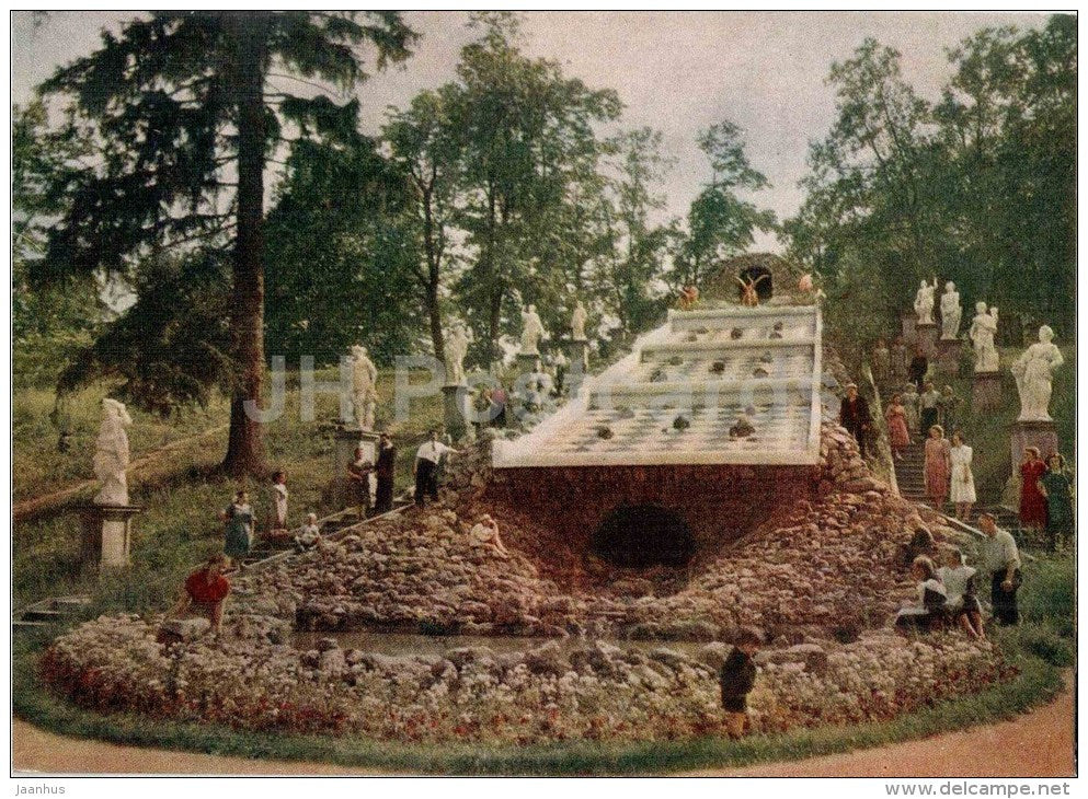 Chess Hill fountain - Petrodvorets - 1956 - Russia USSR - unused - JH Postcards