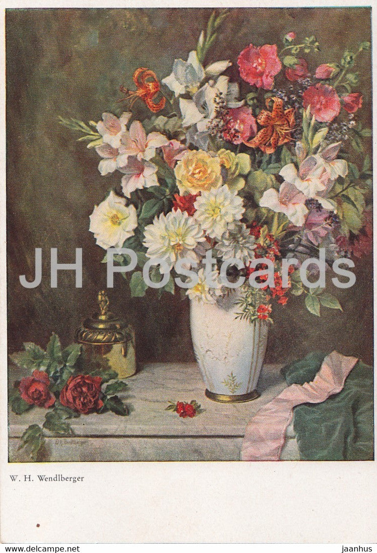 painting by W. Wendlberger - Flowers in a Vase - 1687 - German art - Germany - unused - JH Postcards