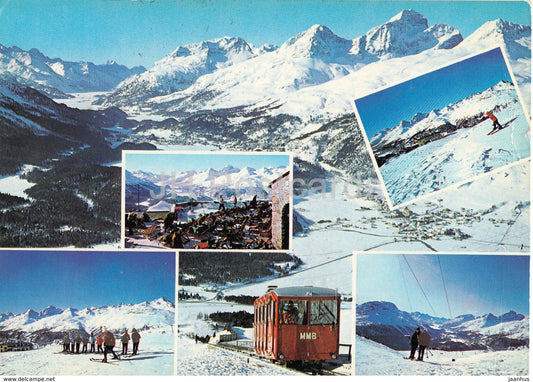 Muottas Murgal 2453 m - funicular - multiview - 1972 - Switzerland - used - JH Postcards