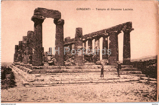Girgenti - Tempio di Giunone Lacinia - Temple of Hera Lacinia - ancient world - old postcard - Italy - unused - JH Postcards