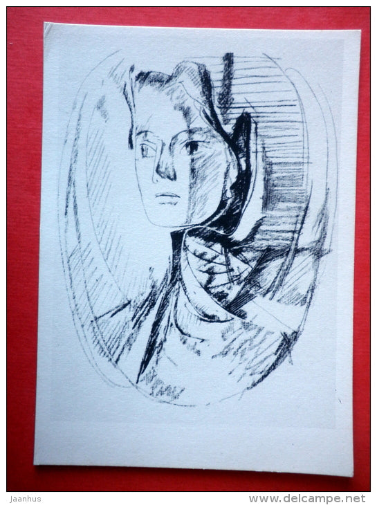 illustration by V. Goryaev - Woman - Idiot by F. Dostoyevsky - 1971 - USSR Russia - unused - JH Postcards