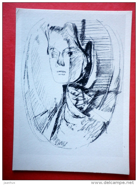 illustration by V. Goryaev - Woman - Idiot by F. Dostoyevsky - 1971 - USSR Russia - unused - JH Postcards
