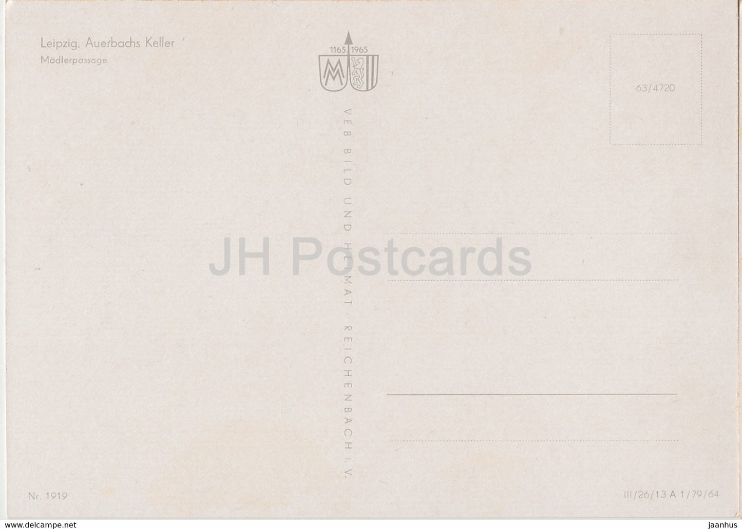 Leipzig - Auerbachs Keller - Marthes Garten - 1965 - DDR Germany - unused