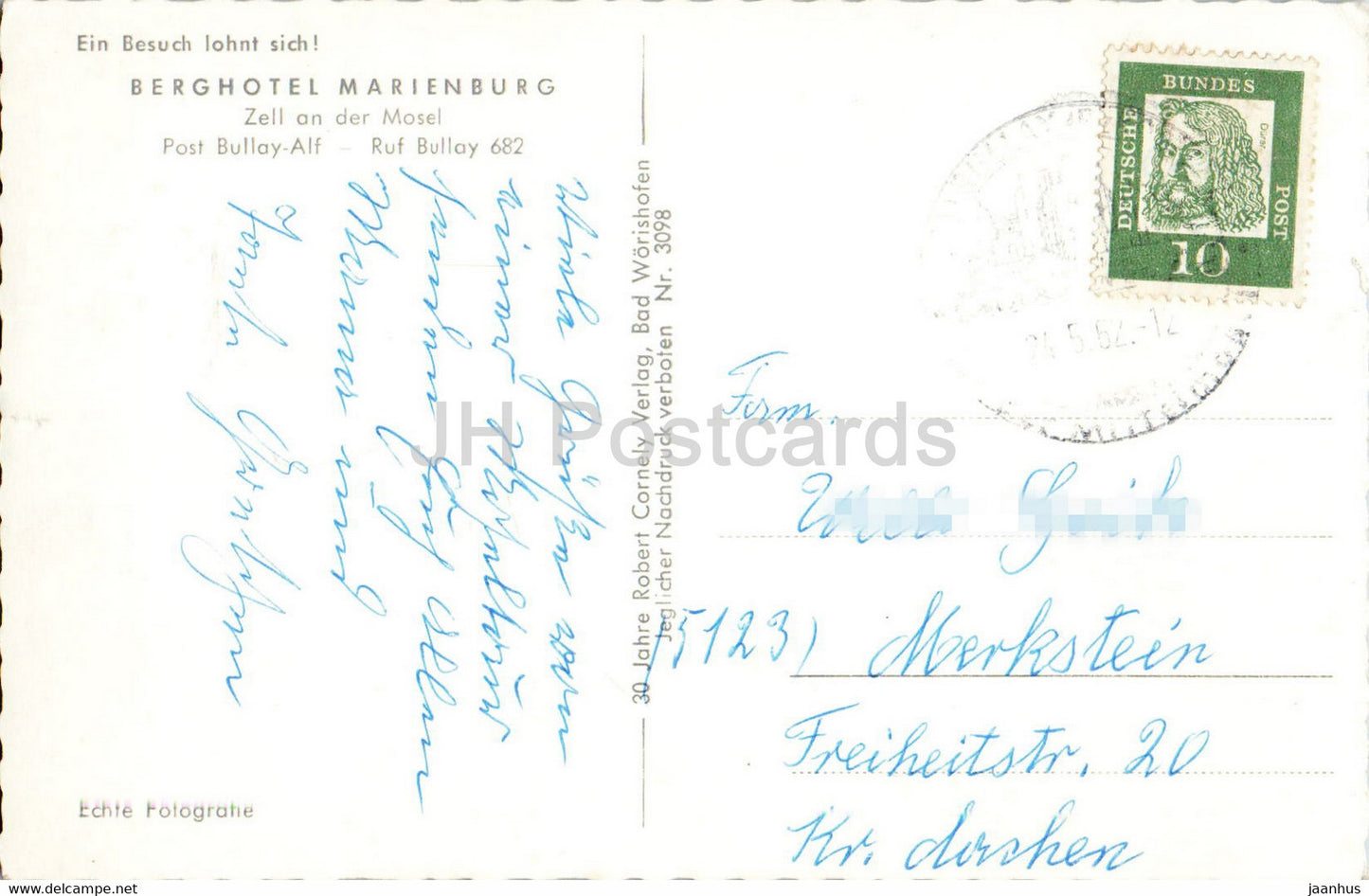 Berghotel Marienburg - Hotel - Zell an der Mosel - 1962 - Deutschland - gebraucht