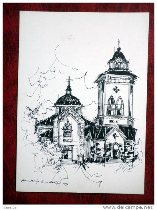 Kerimäki - The largest wooden church in the world, 1847 - art - painting -  Finland - unused - JH Postcards