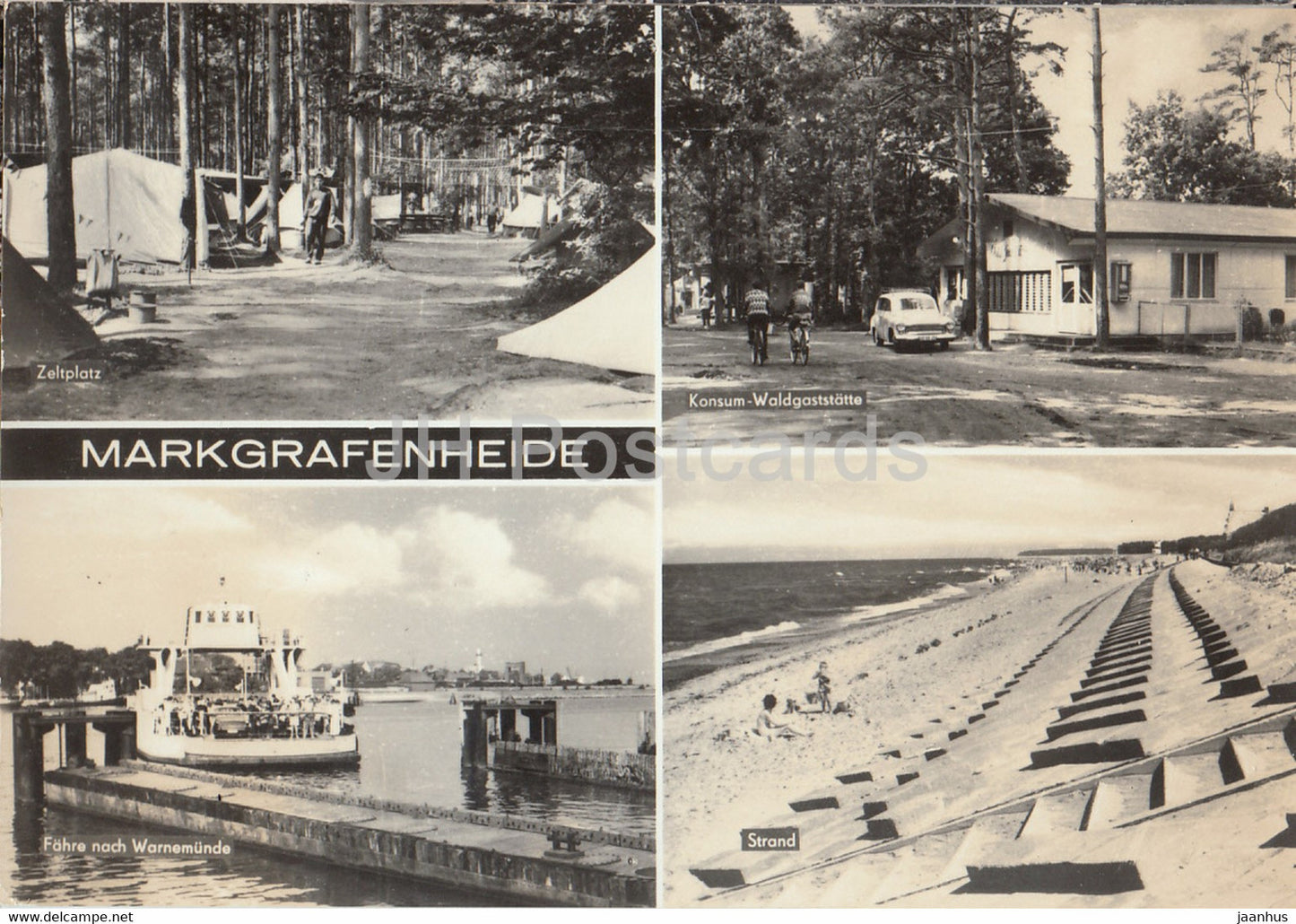 Markgrafenheide - Zeltplatz - Konsum Waldgaststatte - Fahre nach Warnemunde - Strand - beach - ferry Germany DDR - used - JH Postcards