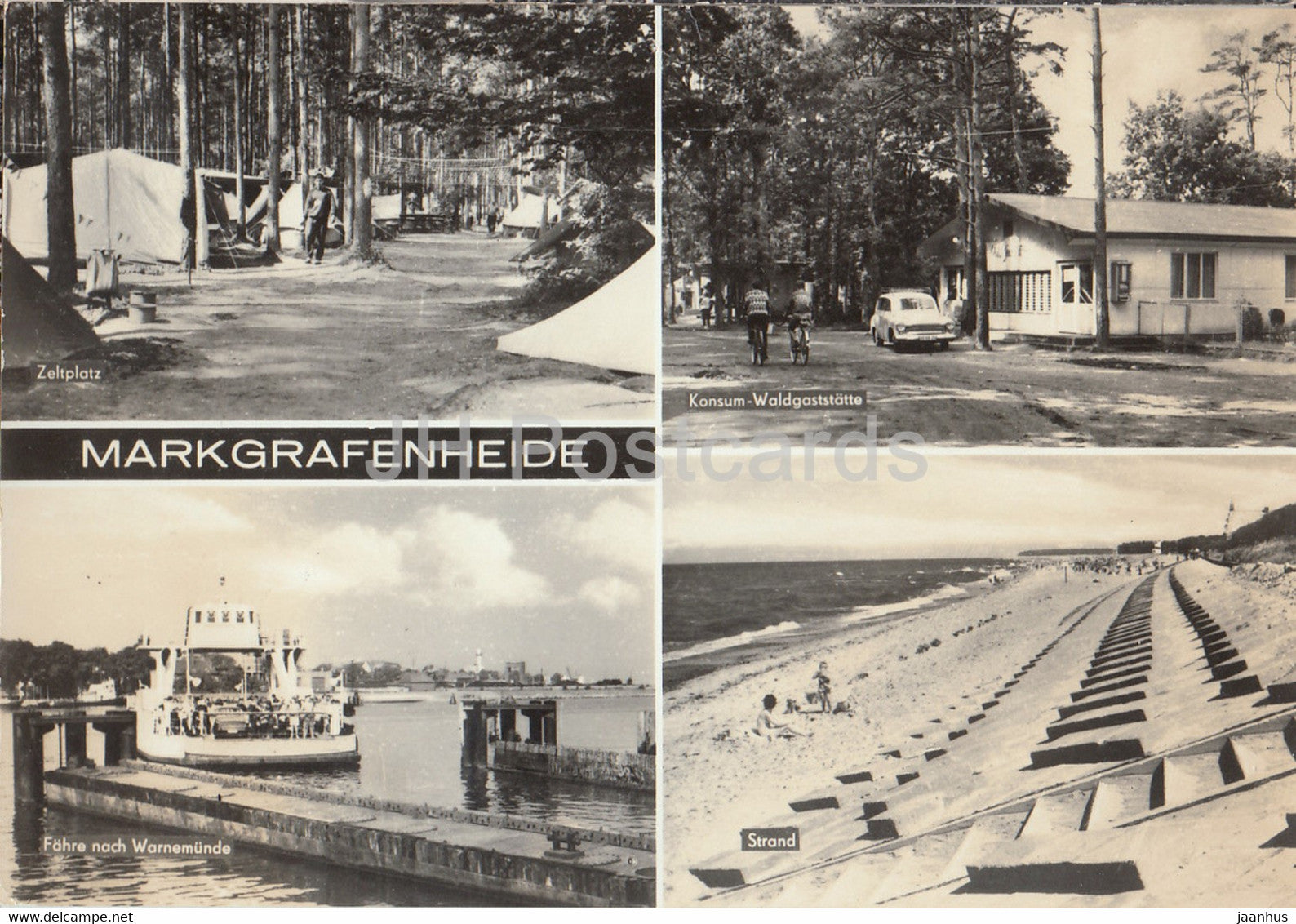 Markgrafenheide - Zeltplatz - Konsum Waldgaststatte - Fahre nach Warnemunde - Strand - beach - ferry Germany DDR - used - JH Postcards