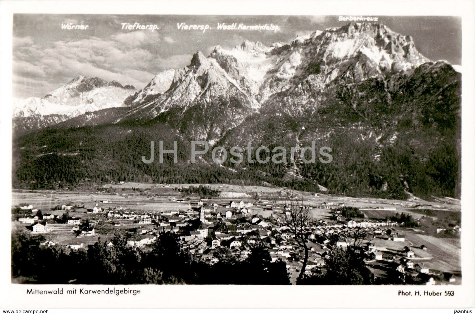 Mittenwald mit Karwendelgebirge - old postcard - Germany - unused - JH Postcards