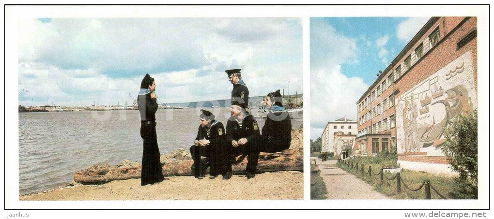 Irtysh river embankment - sailors - nautical school - Tobolsk - 1983 - Russia USSR - unused - JH Postcards